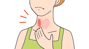 のどが腫れている人のイラスト